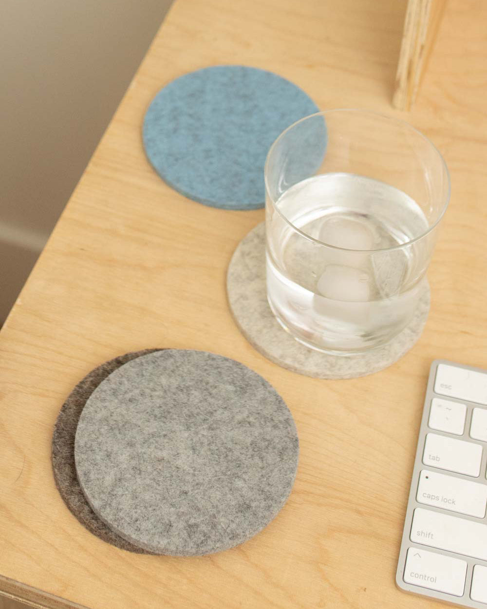 Bierfilzl Merino Wool Round Coaster Multi 4 Pack in Cobblestone