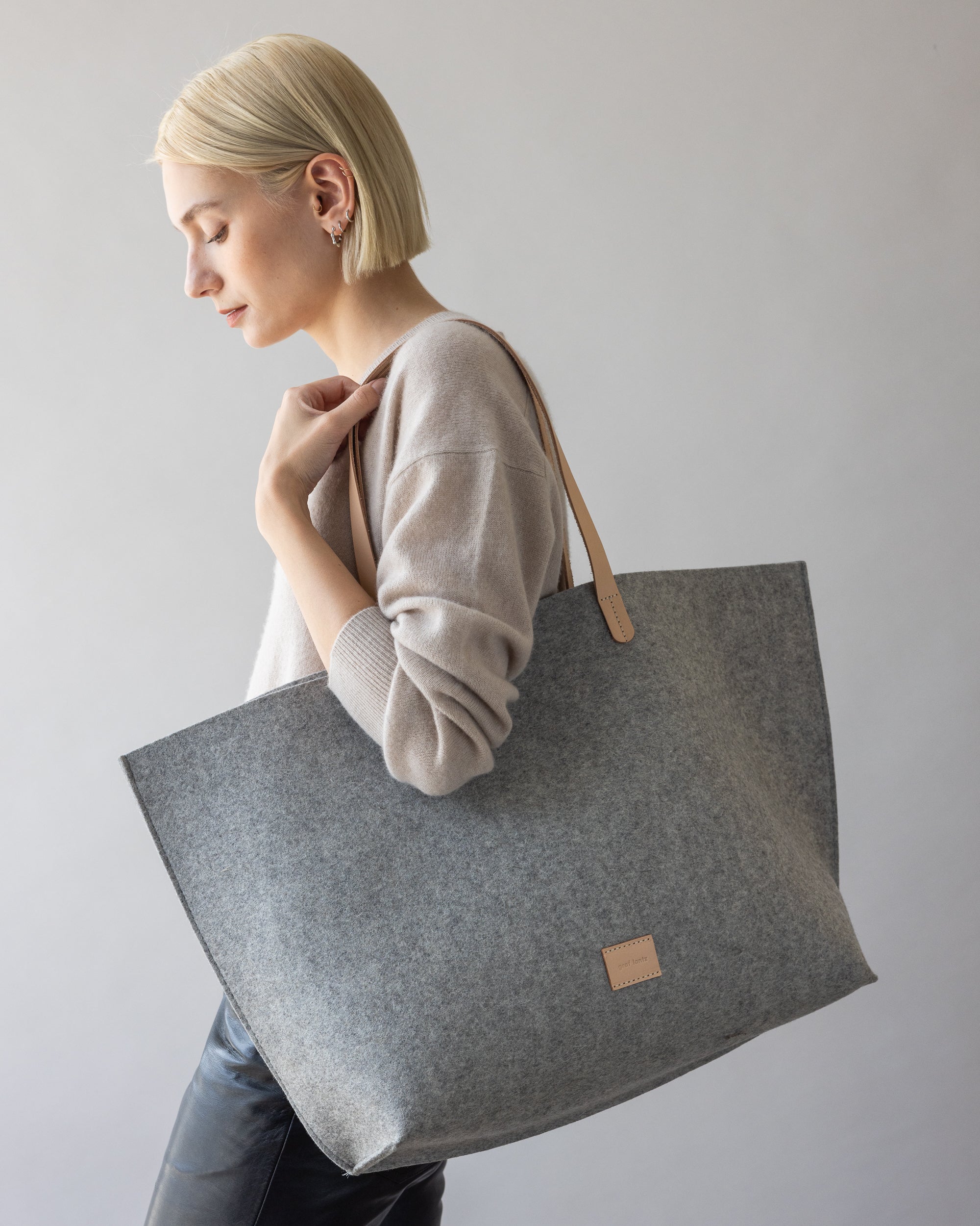 Hana Merino Wool Boat Bag in Gray | Graf Lantz