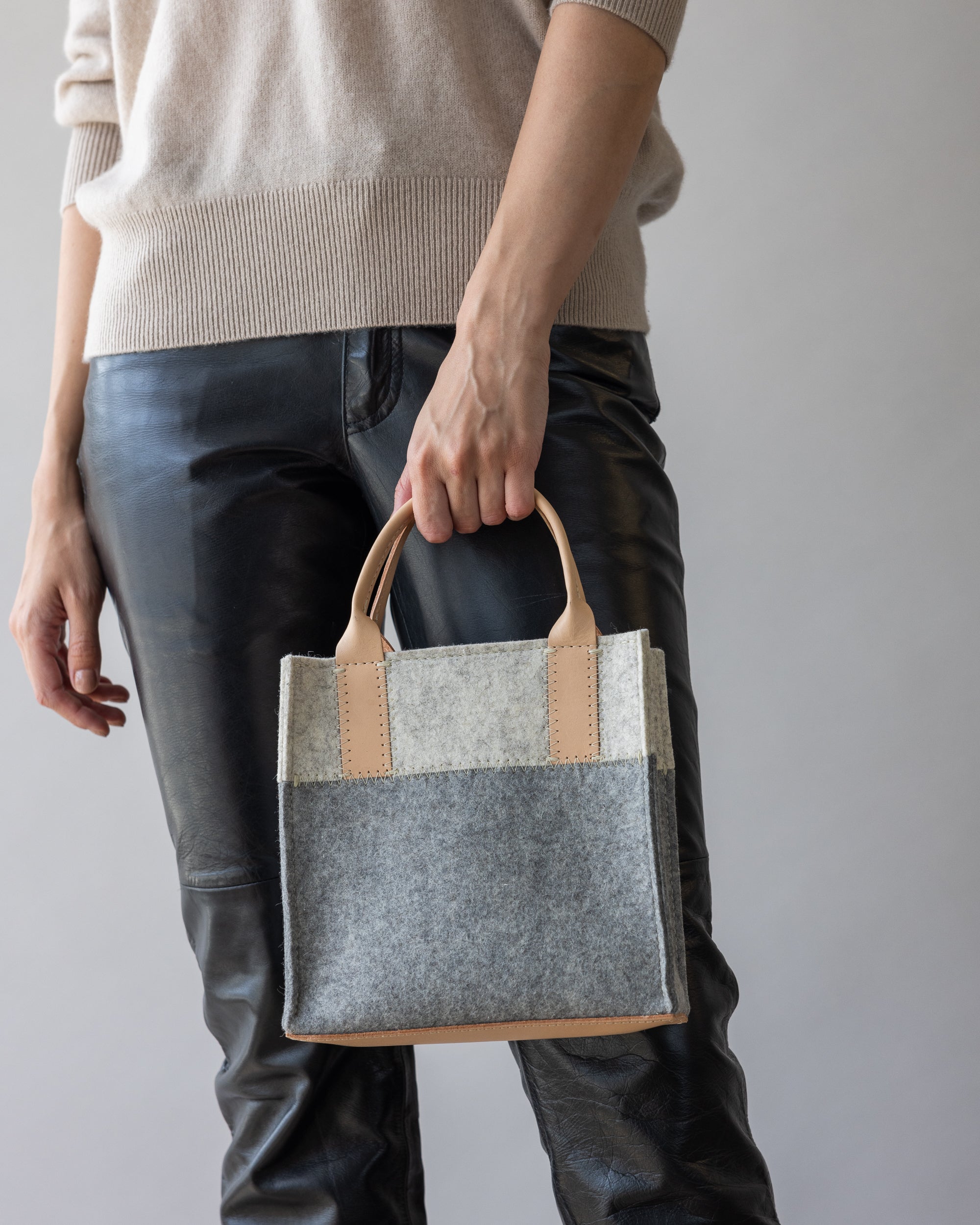 Jaunt Merino Wool Mini Crossbody in Grey and Beige
