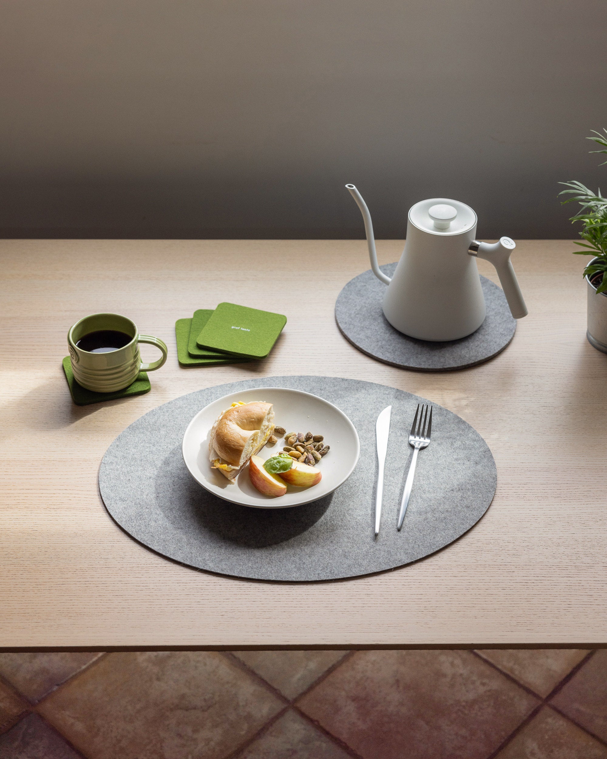 Oval Merino Wool Placemat in Granite | Graf Lantz