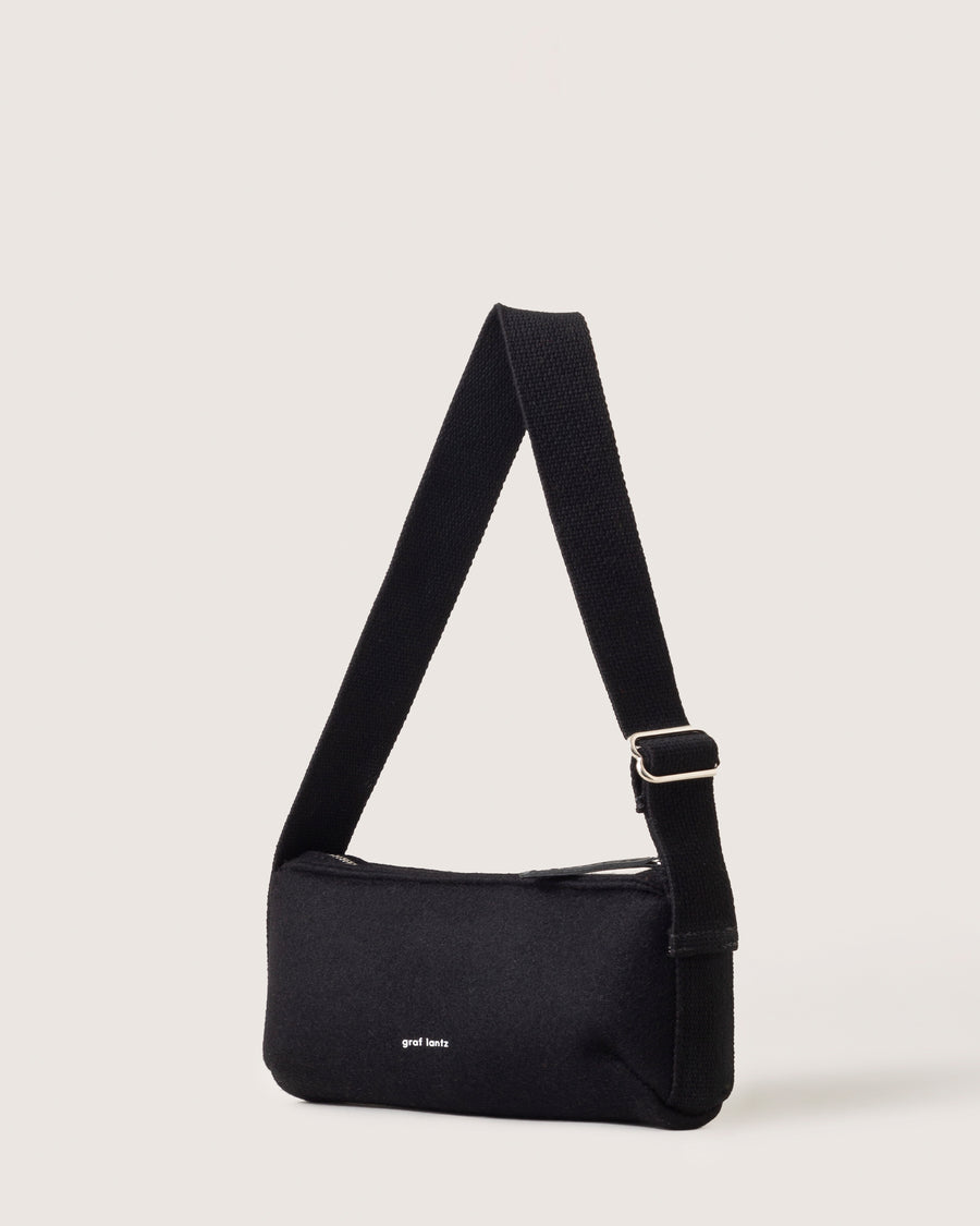 Campus Merino Wool Shoulder Bag - Black