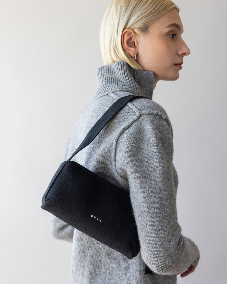 Campus Merino Wool Shoulder Bag - Black