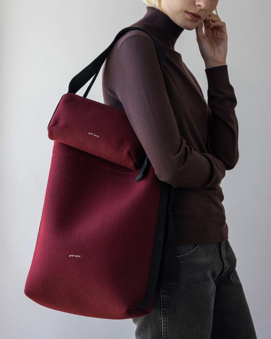 Campus Merino Wool Shoulder Bag - Burgandy