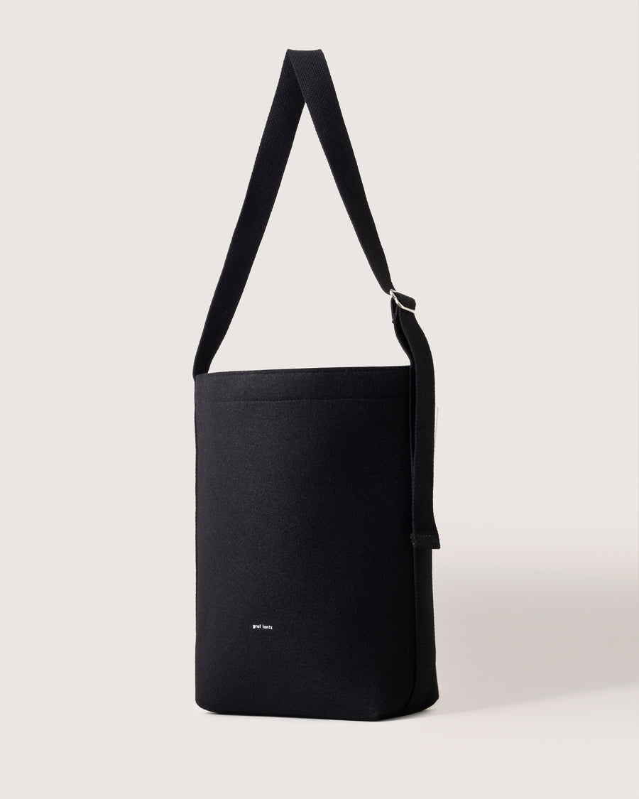 Campus Merino Wool Shoulder Bag - Black