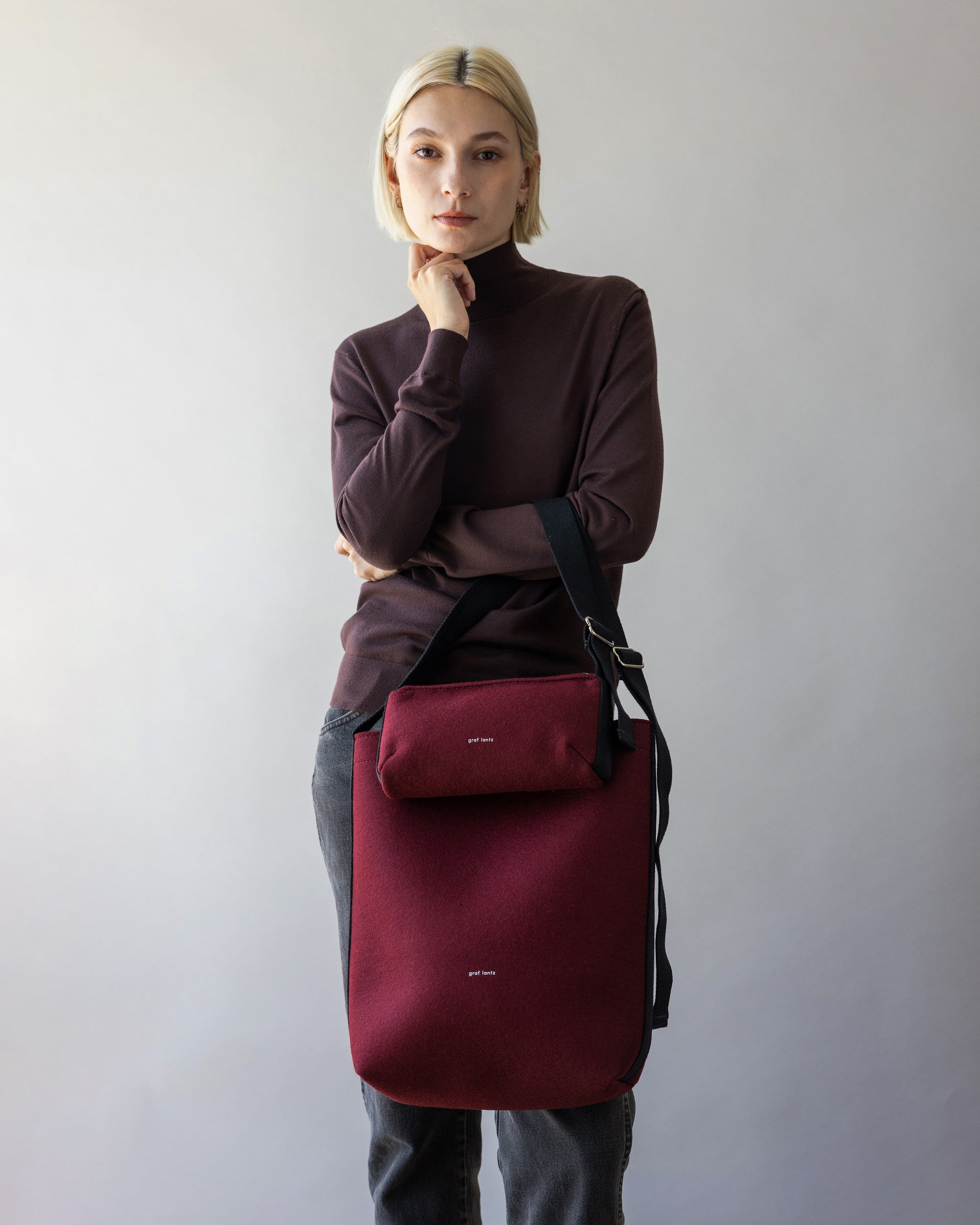 Campus Merino Wool Tote - Burgandy