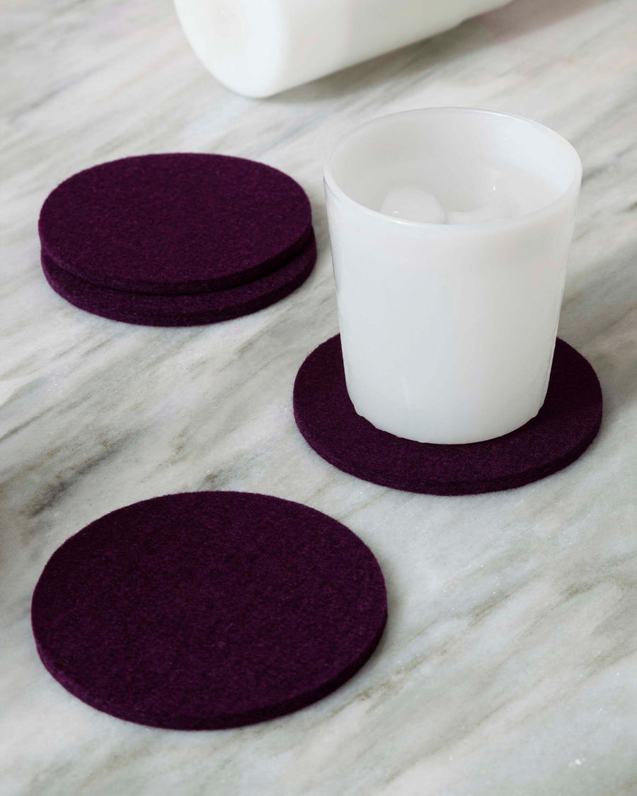 Bierfilzl Merino Wool Round Coaster Solid 4 Pack