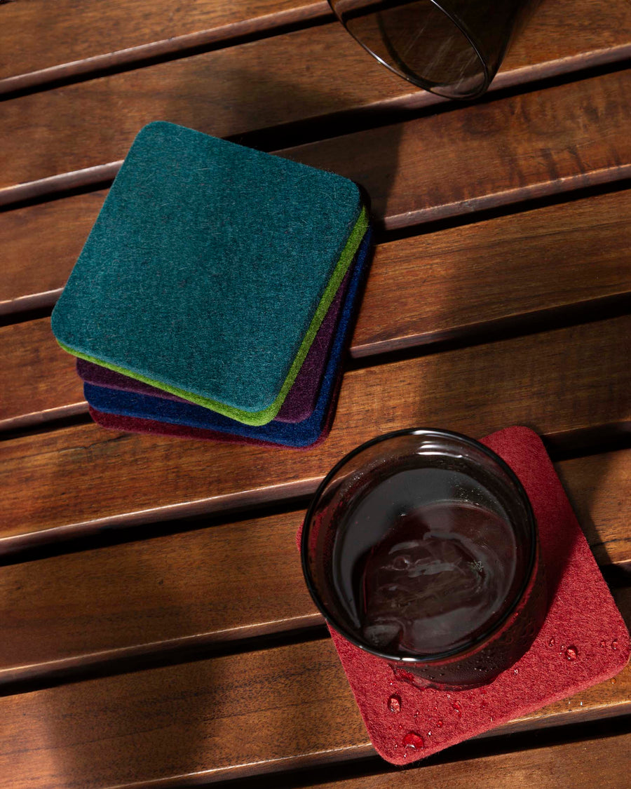 Bierfilzl Merino Wool Square Coaster Multi 6 Pack