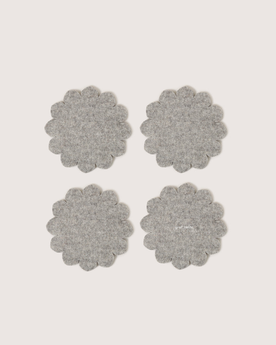 Crest Merino Wool Coaster Solid 4 Pack - Granite