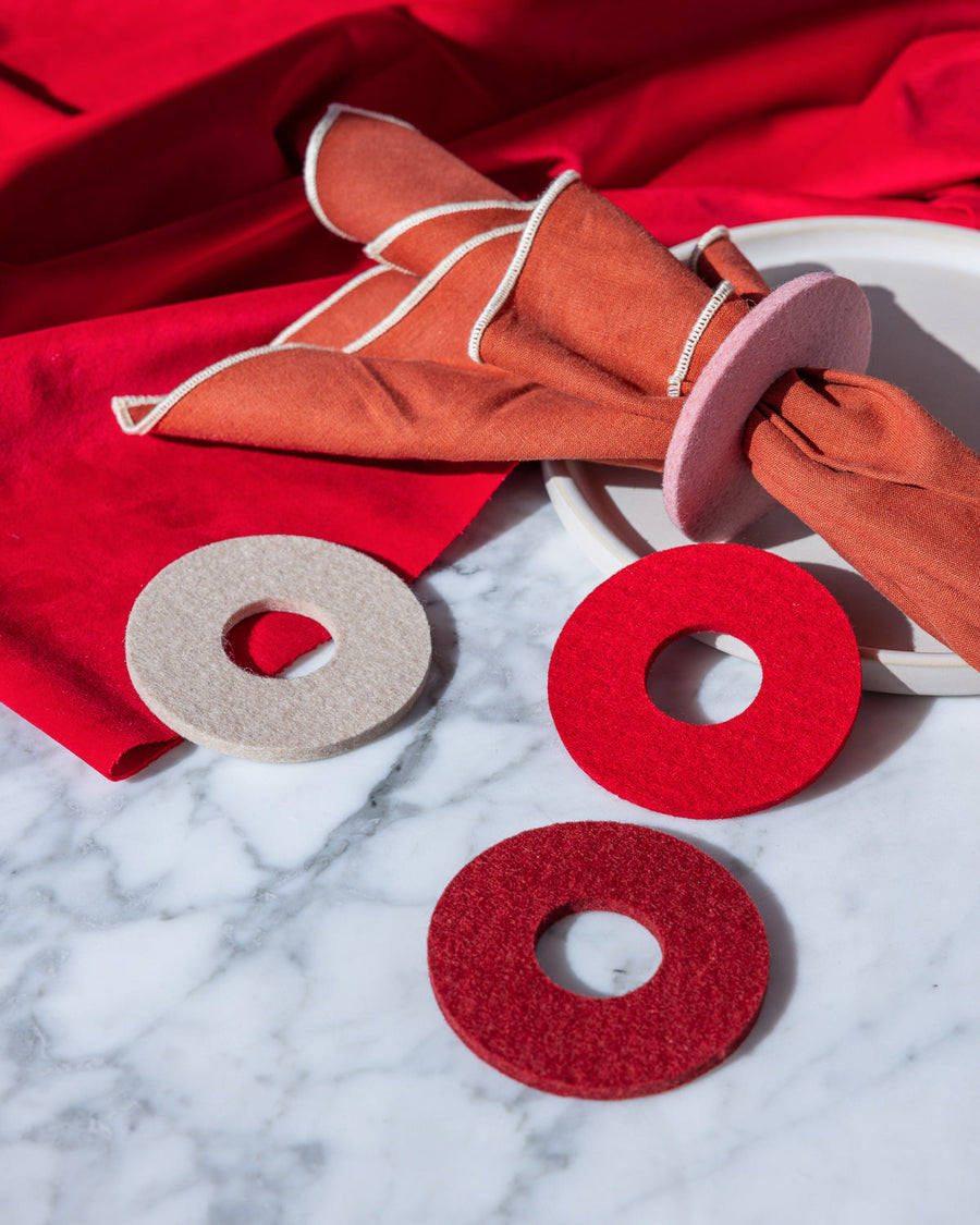 Merino Wool Circle Napkin Rings - Set of 4  *End of Season Sale*