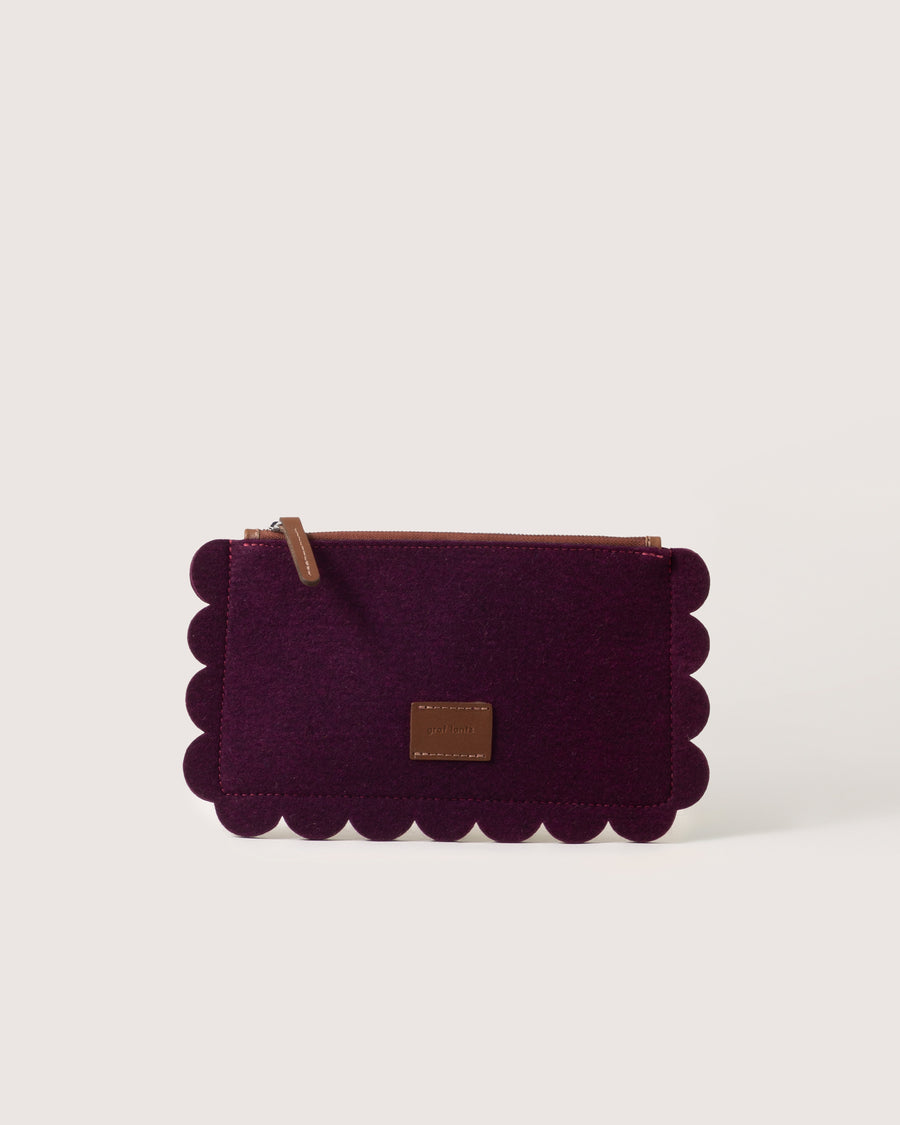 Deco Edge Merino Wool Pouch - Aubergine