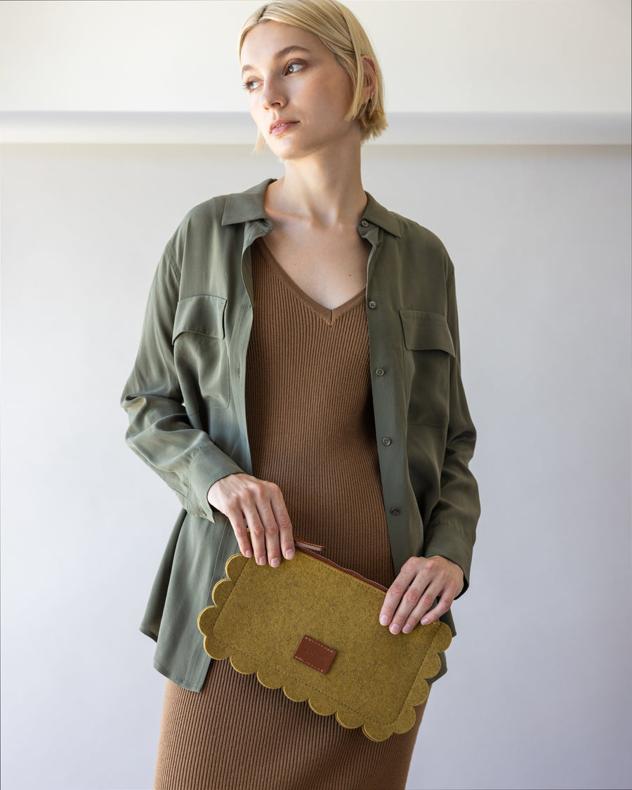 Deco Edge Merino Wool Pouch - Ochre