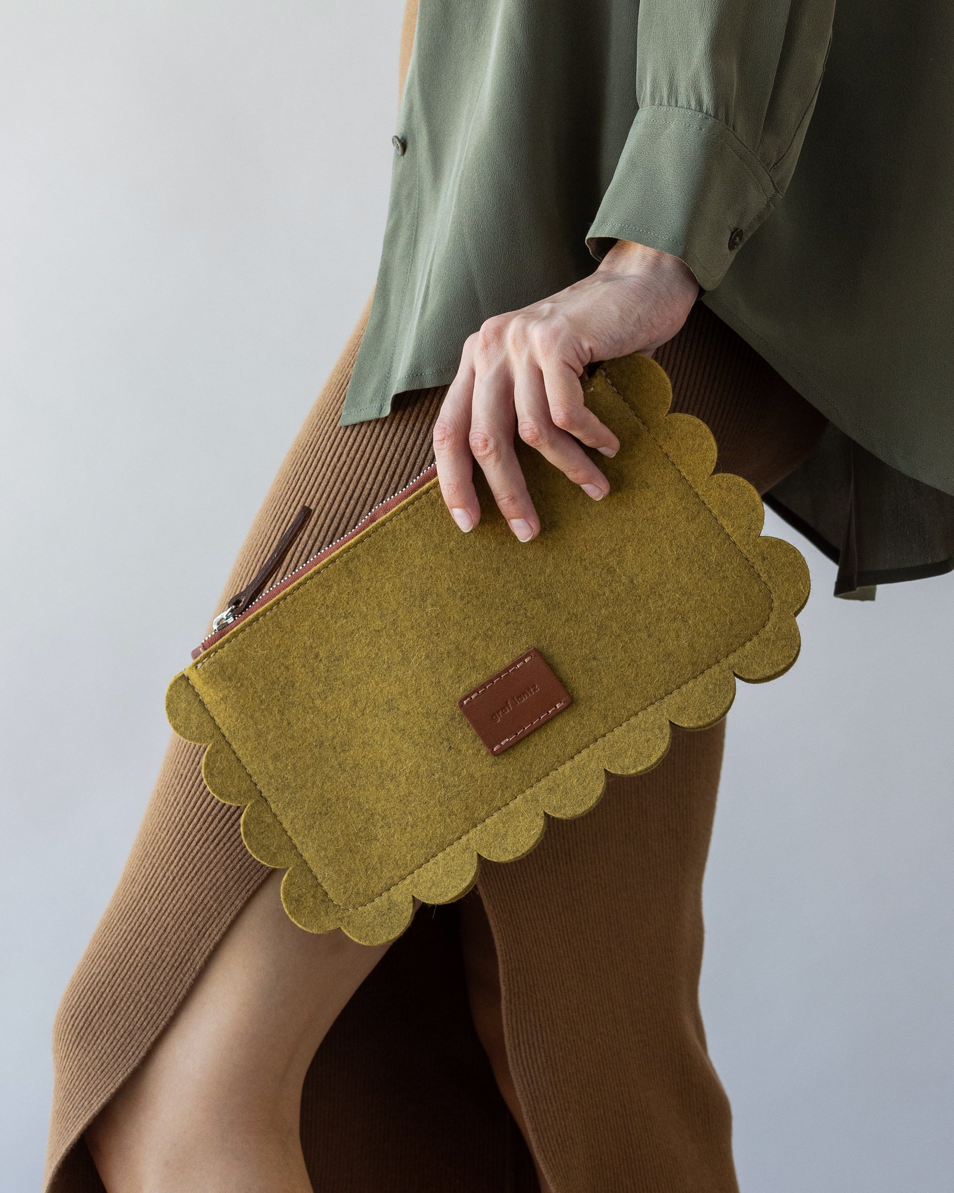 Deco Edge Merino Wool Pouch - Ochre