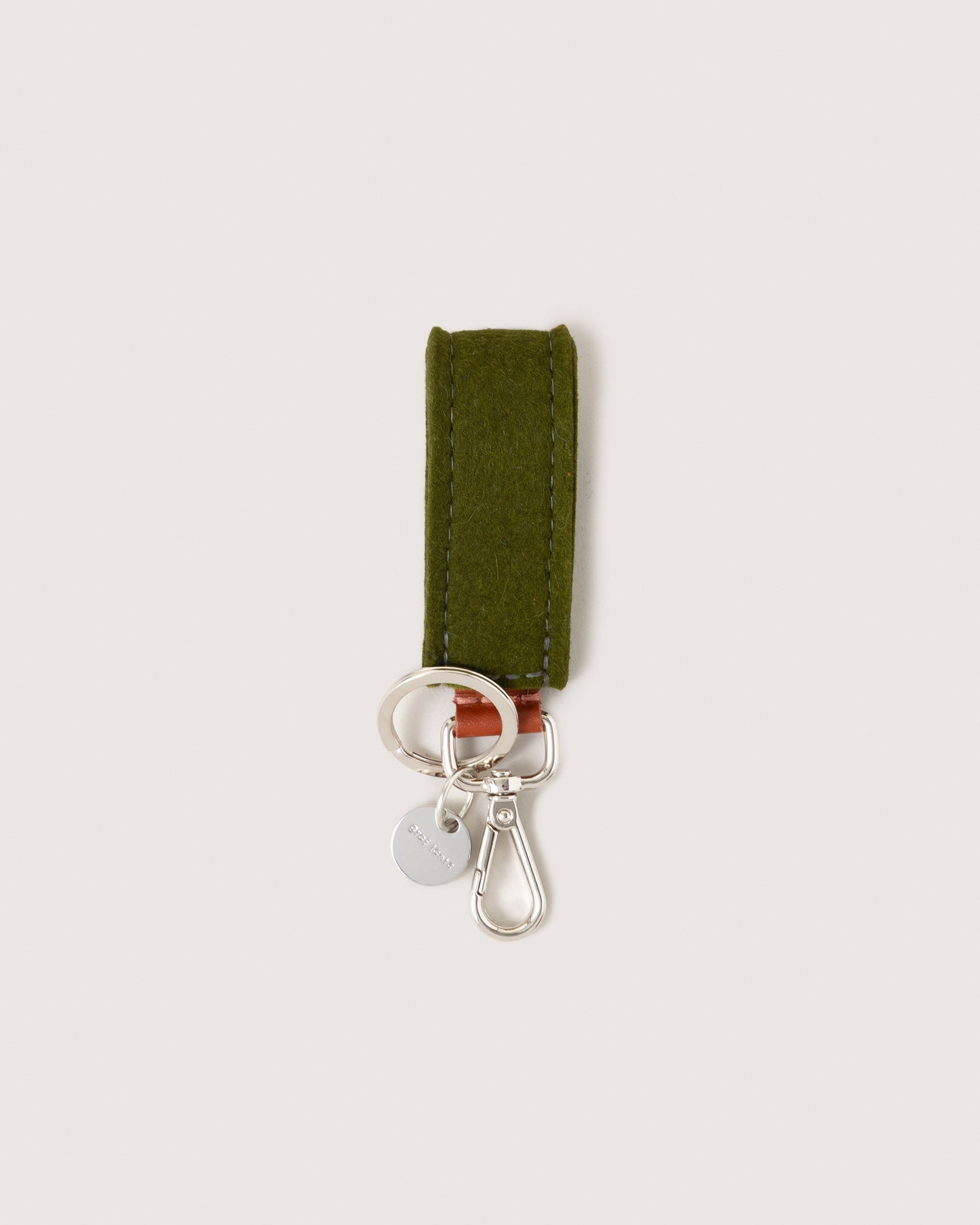 Merino Wool Loop Key Fob by Graf Lantz in color Moss, white background