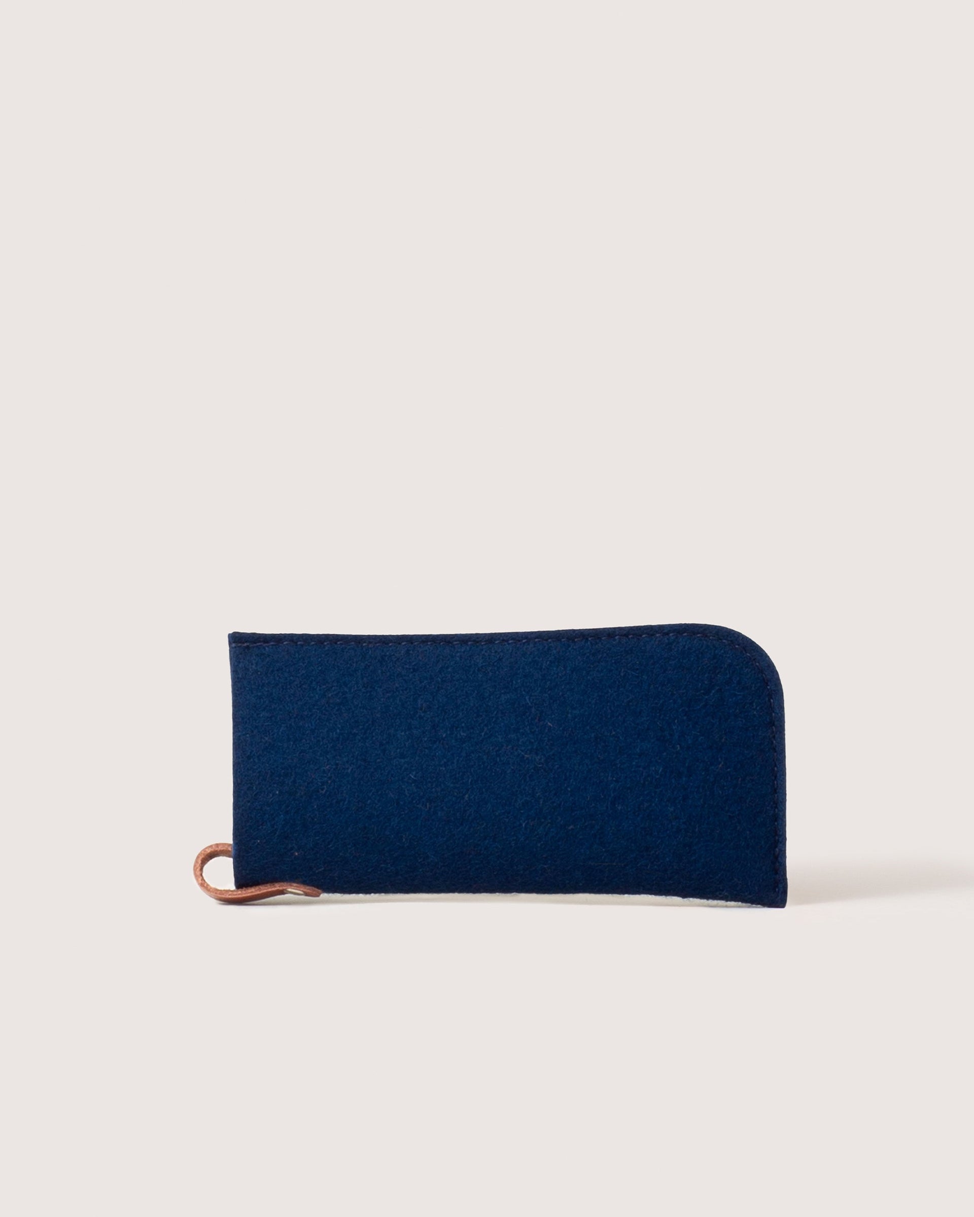 Merino Wool Felt Eyeglass Sleeve in dark blue by Graf Lantz, front view