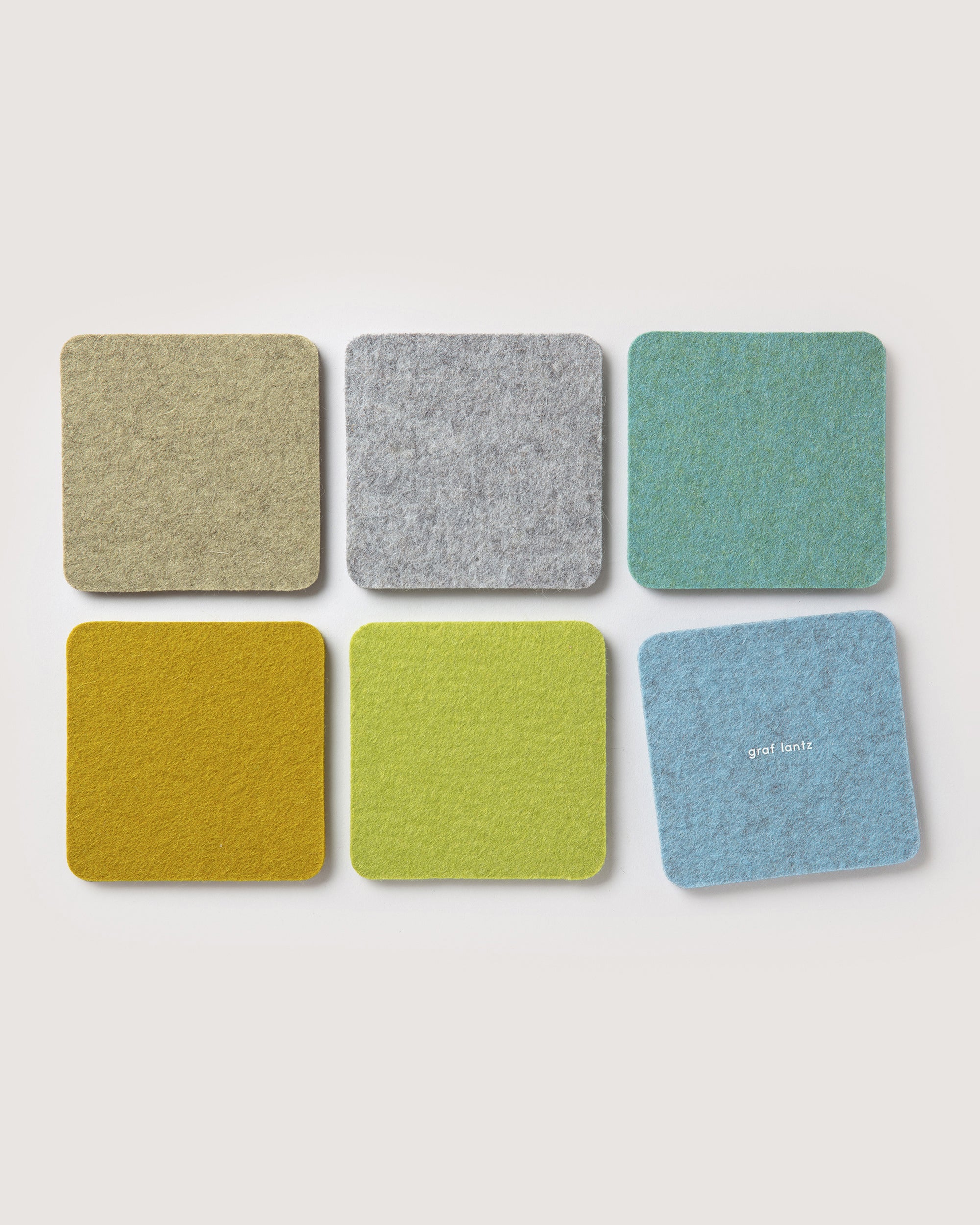 Bierfilzl Merino Wool Felt Square Coaster Multi 6 Pack In Meadow