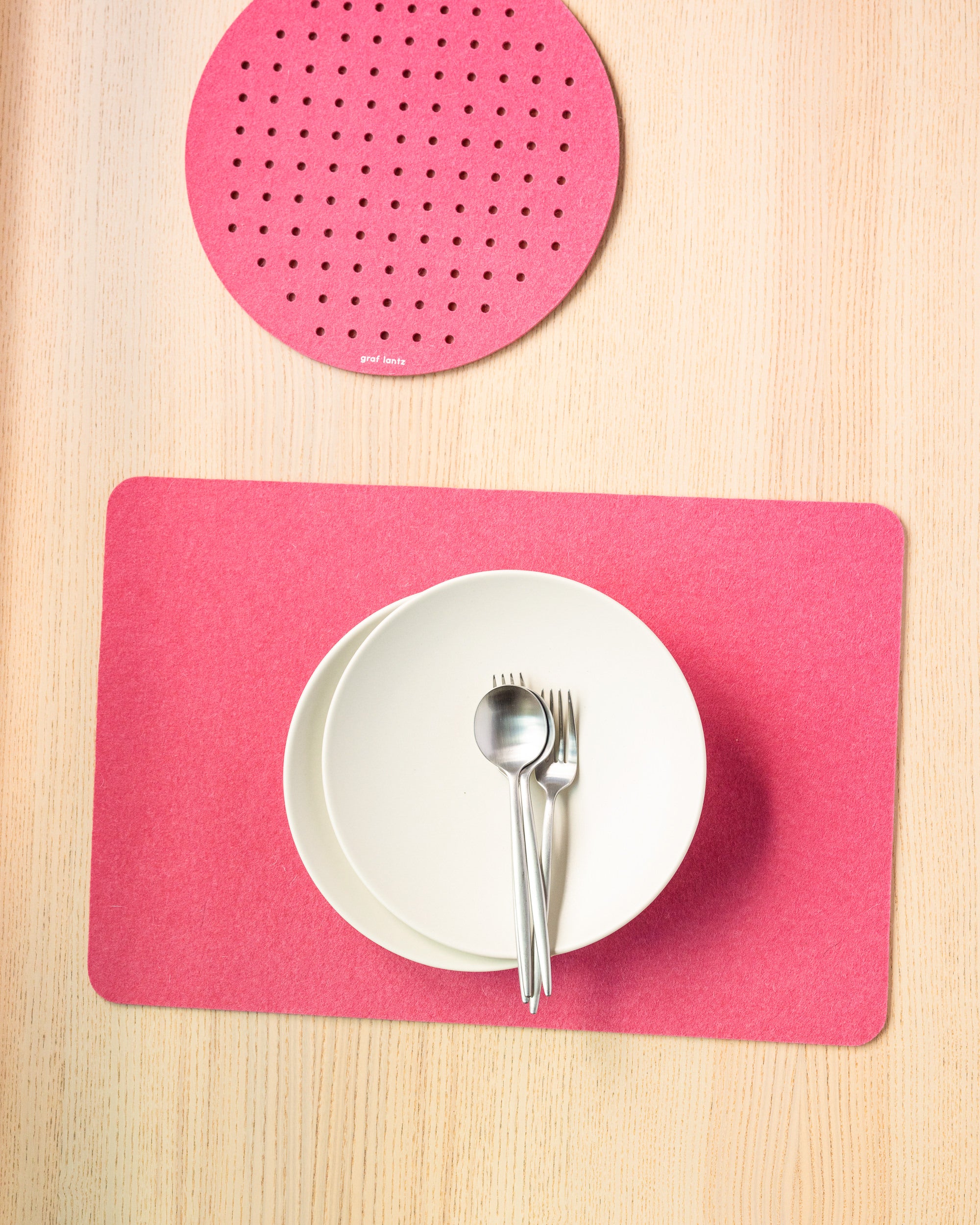 Rectangle Merino Wool Felt 4 Pack Placemat Set in Granite Graf Lantz