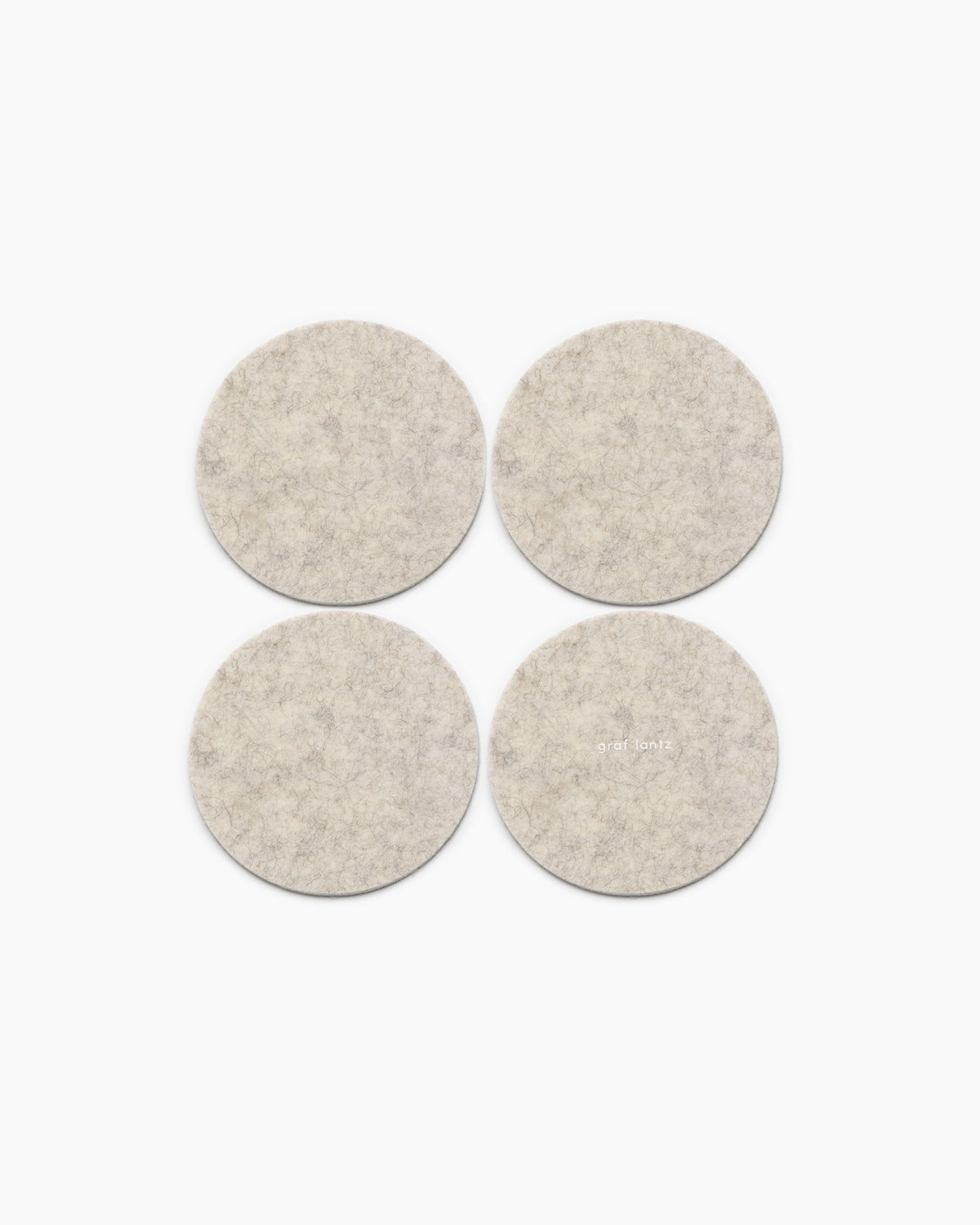 Merino Wool Felt Round Coaster Multi 4 Pack in Heather White