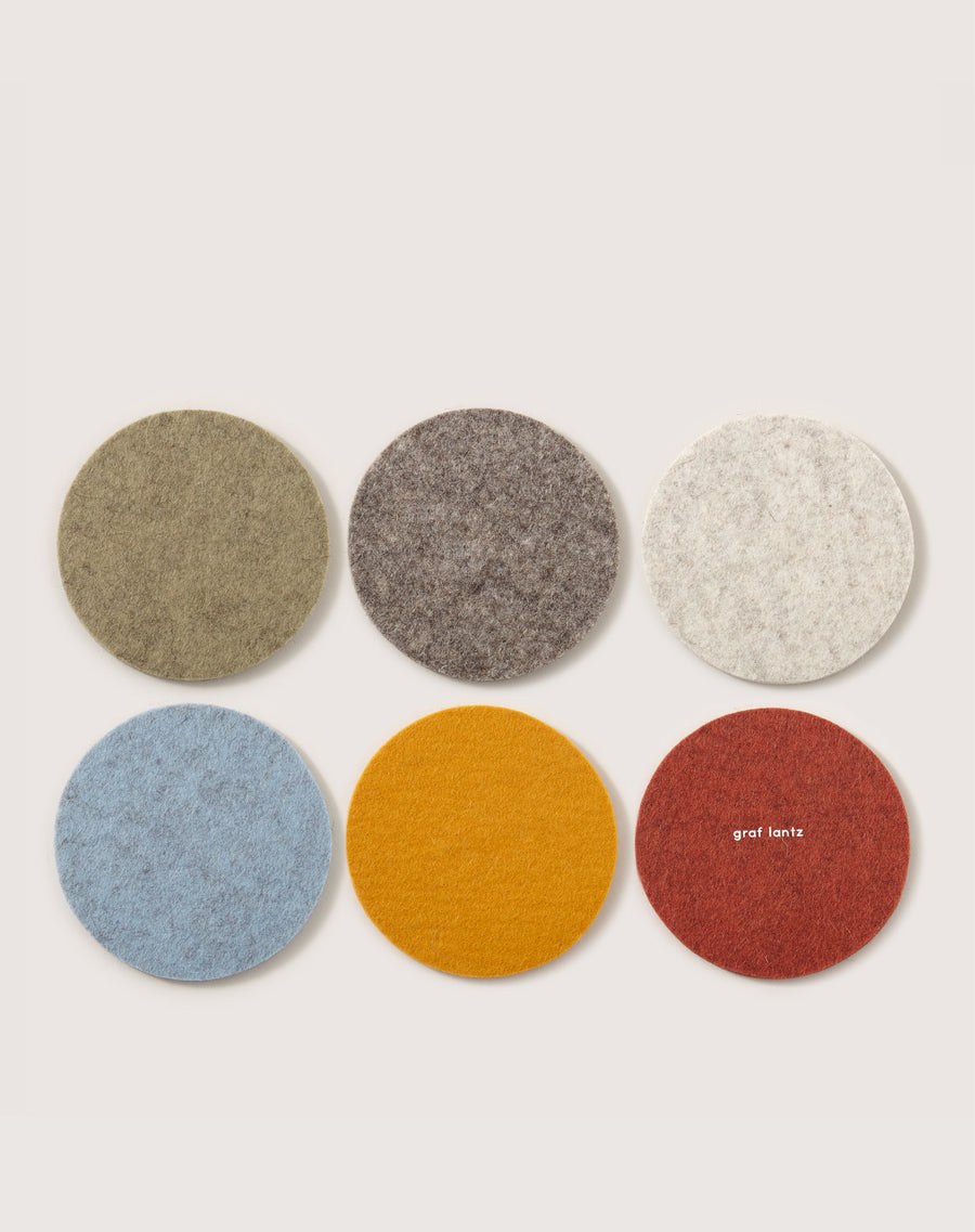 Bierfilzl Merino Wool Round Coaster Multi 6 Pack