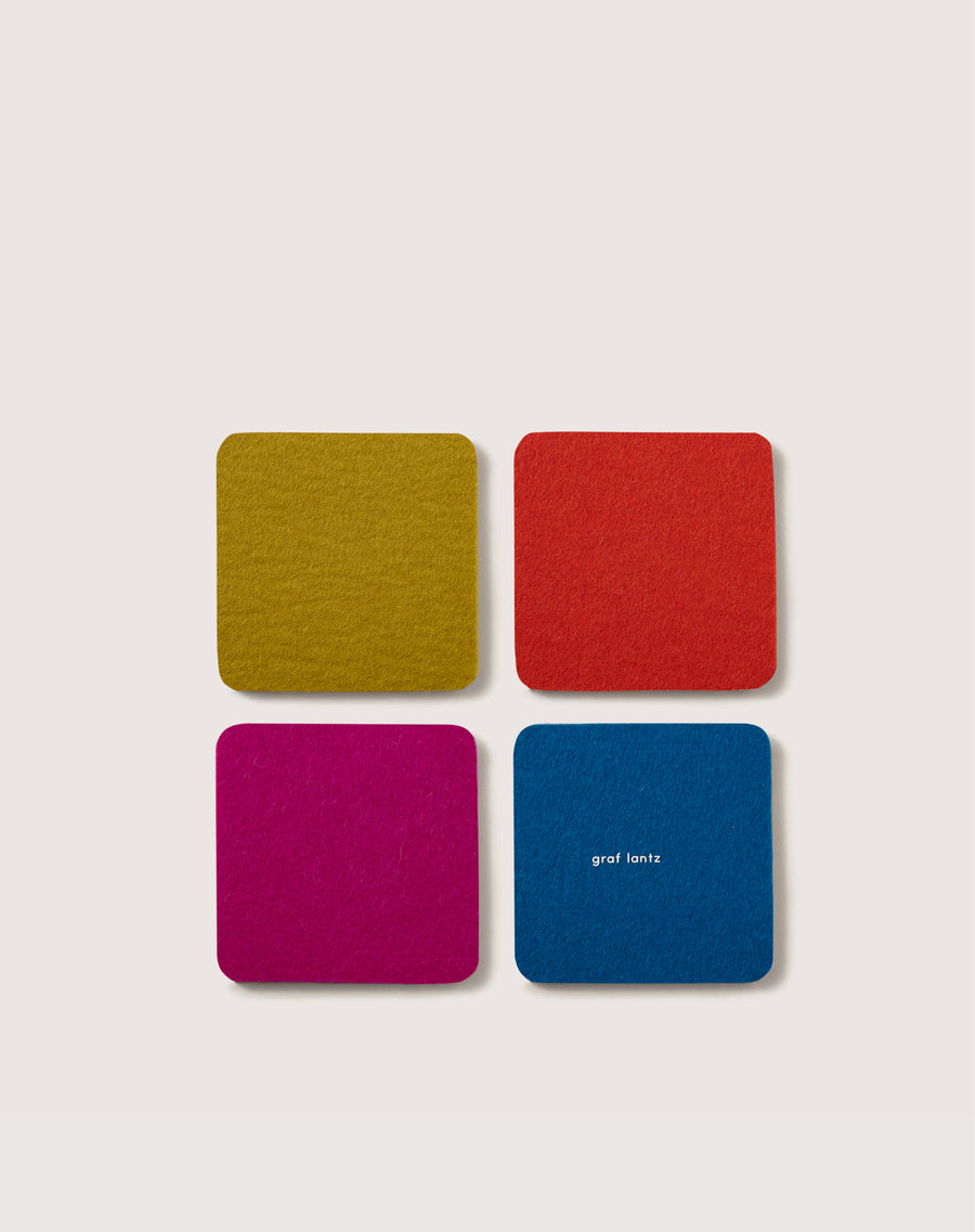 Bierfilzl Merino Wool Square Coaster Multi 4 Pack