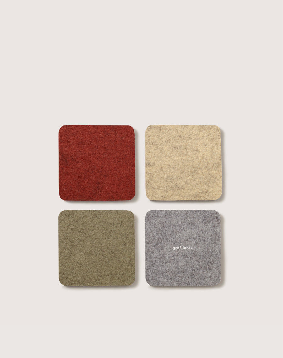 Bierfilzl Merino Wool Square Coaster Multi 4 Pack