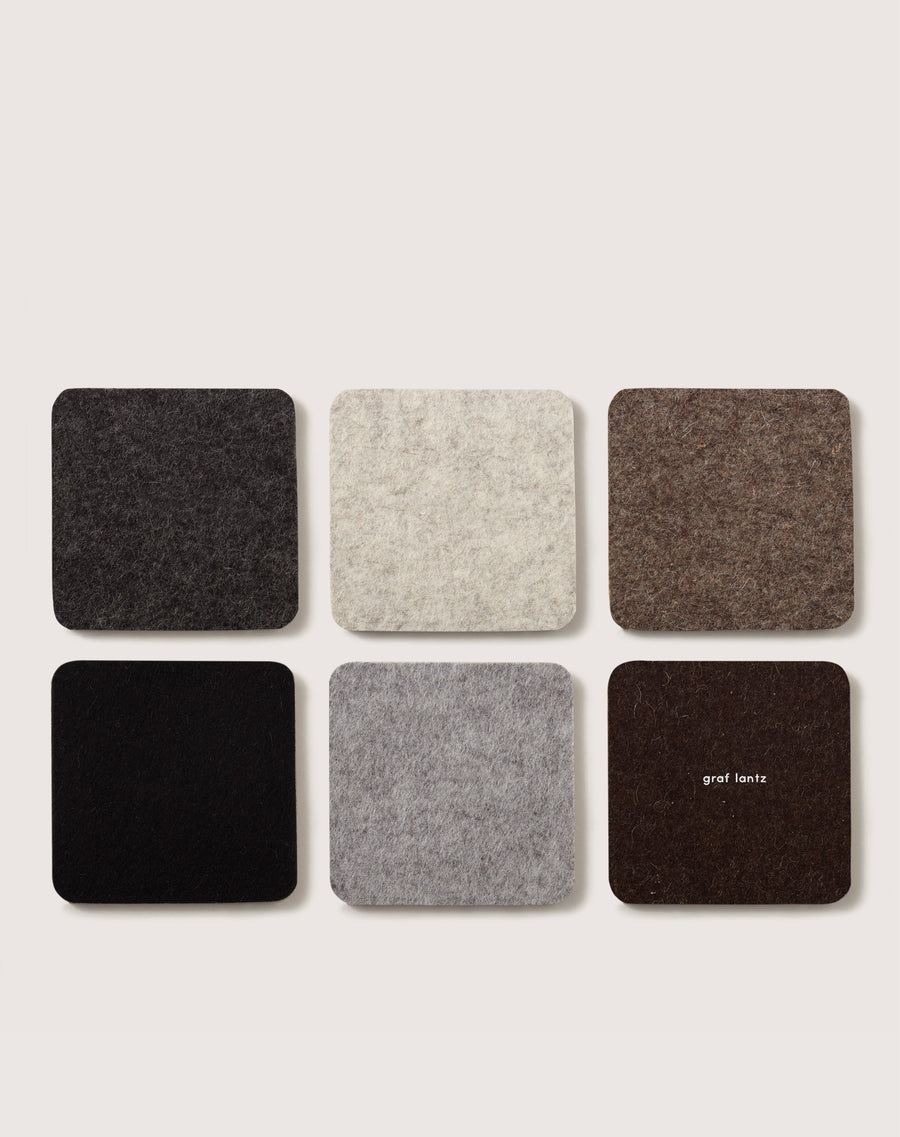 Bierfilzl Merino Wool Square Coaster Multi 6 Pack