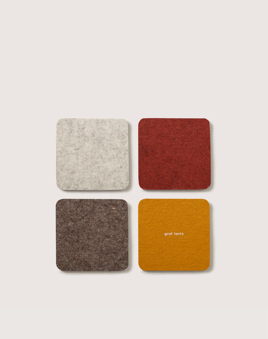 Bierfilzl Merino Wool Square Coaster Multi 4 Pack