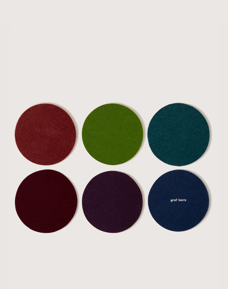 Bierfilzl Merino Wool Round Coaster Multi 6 Pack