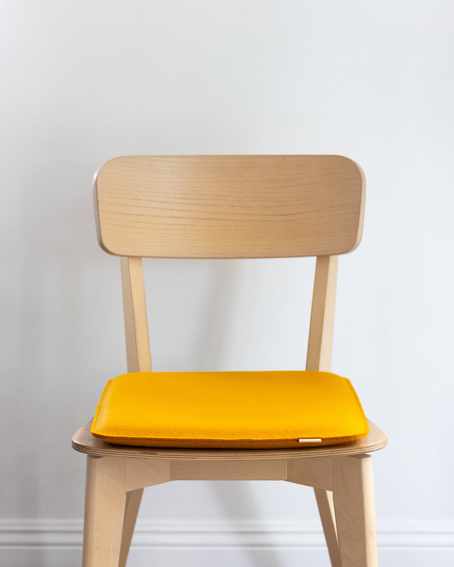 Plush and sturdy: Square Zabutons Seat Pads in a turmeric color