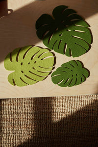 Merino Wool Monstera Leaf Trivet Multipack