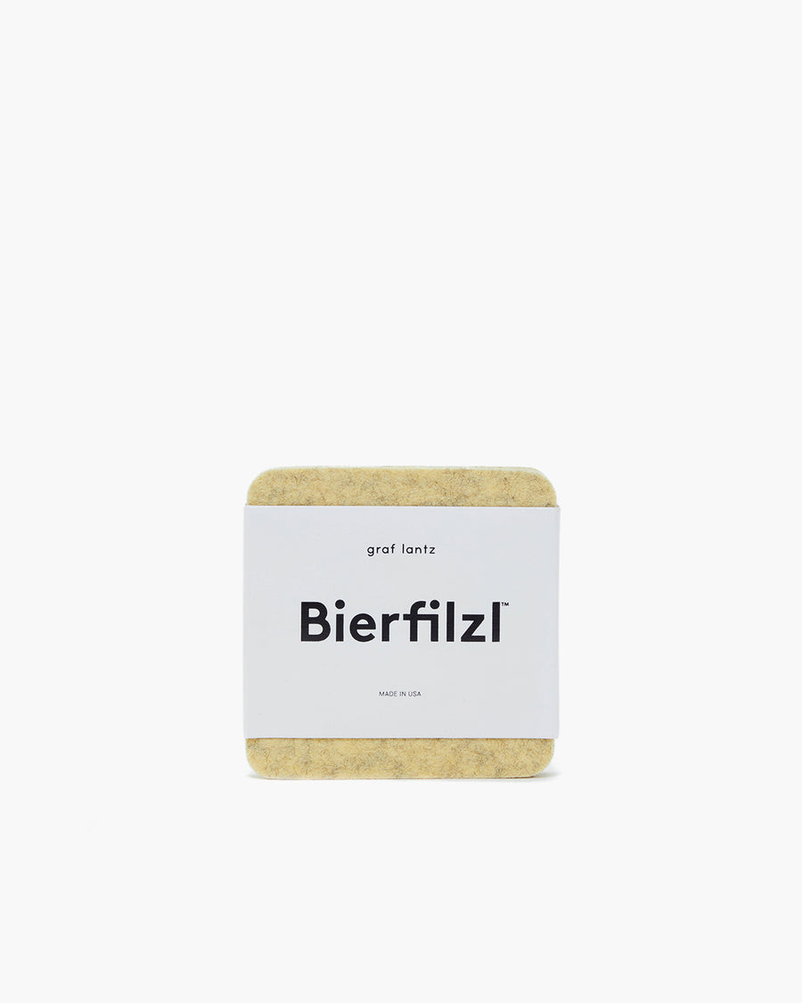 Bierfilzl Merino Wool Felt Square Coaster Solid 4 Pack - Champagne - Final Sale