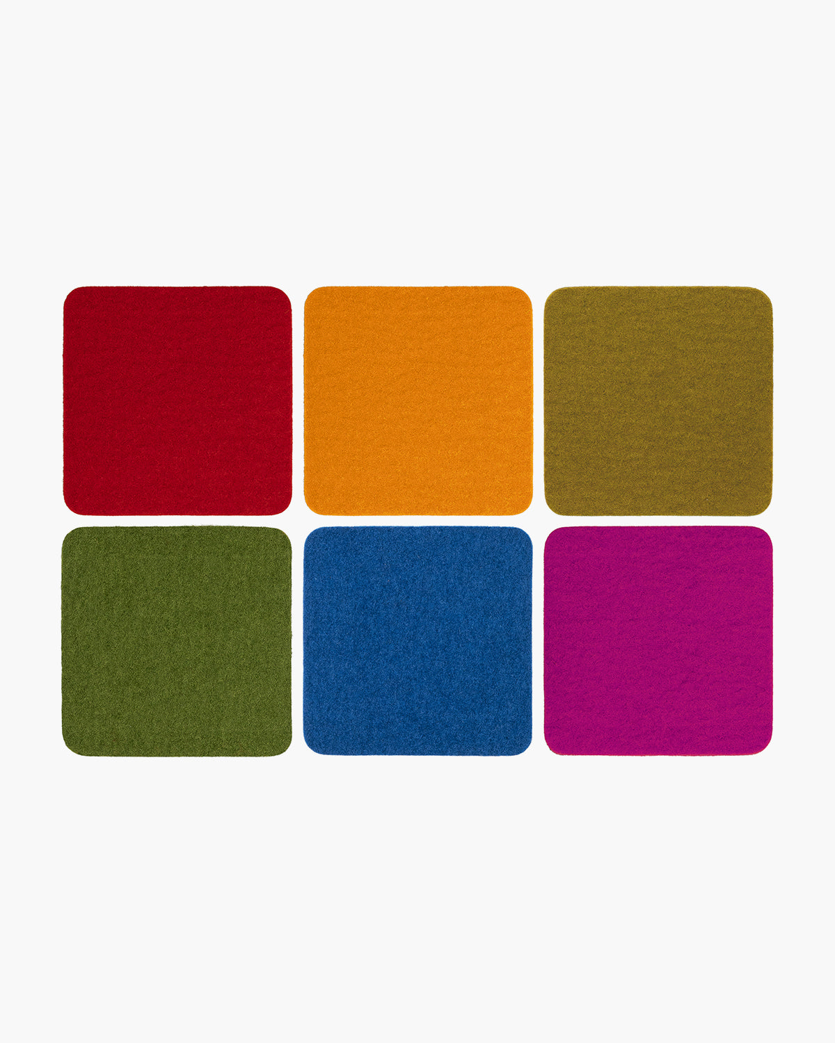 Merino Wool Felt Square Coaster 6 Pack in Rainbow