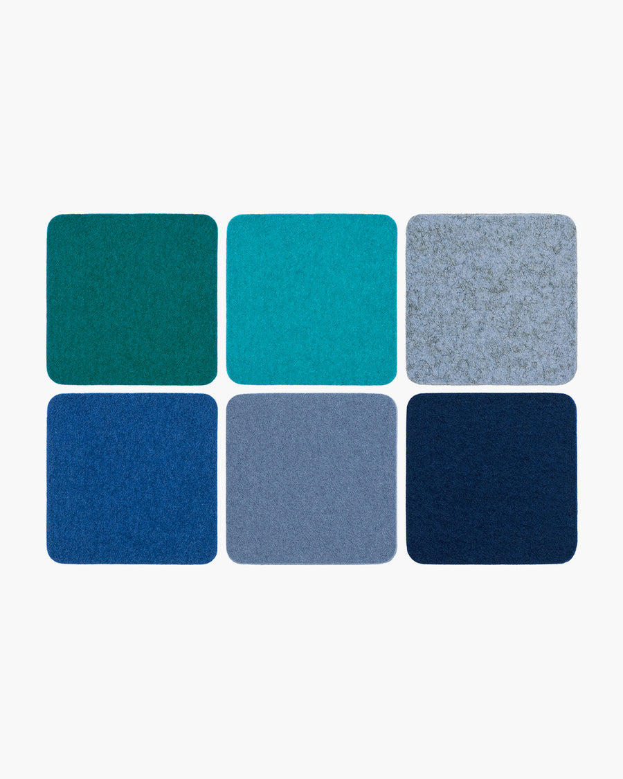 Kobon Leather/Merino Wool Square Tray 6 Pack Coaster Set