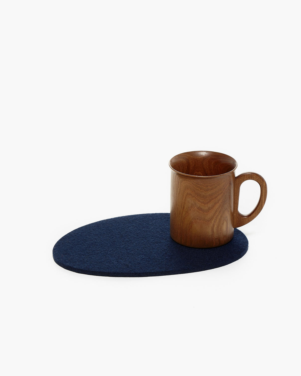 Medium Stone Merino Wool Felt Protective Trivet in Marine