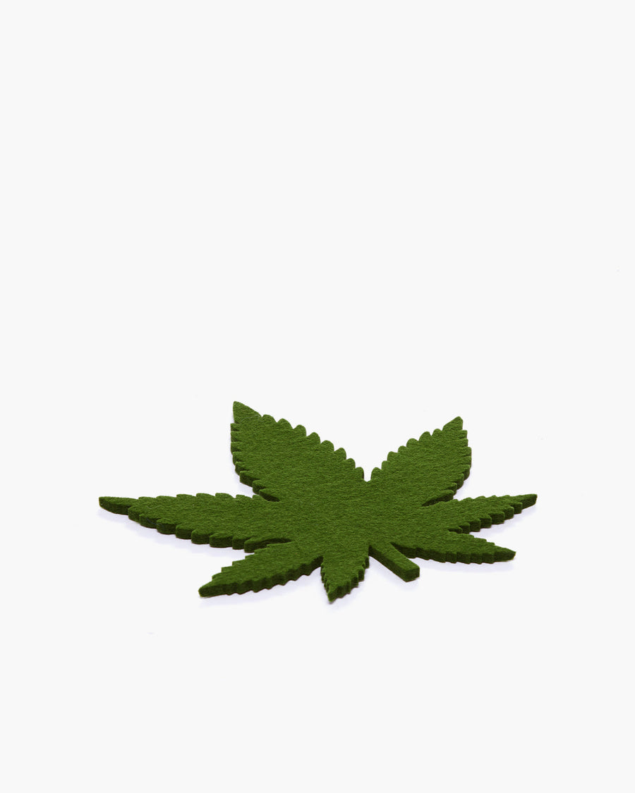 Small Marijuana Leaf Merino Wool Felt Trivet - Final Sale