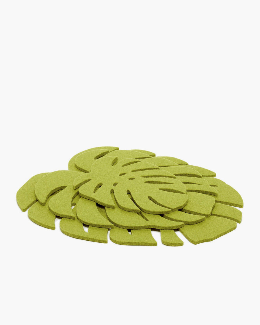 Merino Wool Felt Monstera Leaf Trivet Multipack