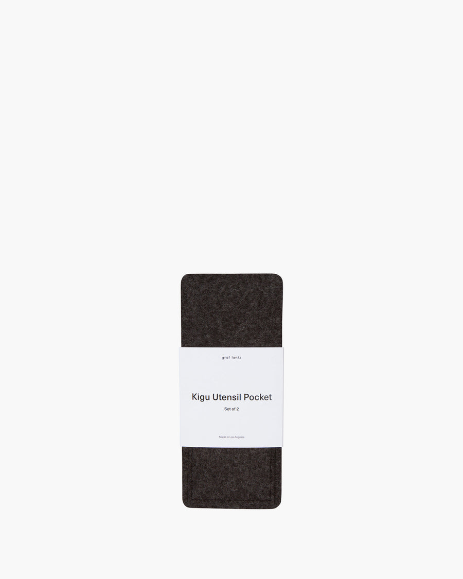Kigu Merino Wool Felt Utensil Pocket 2 Pack - Charcoal - Final Sale