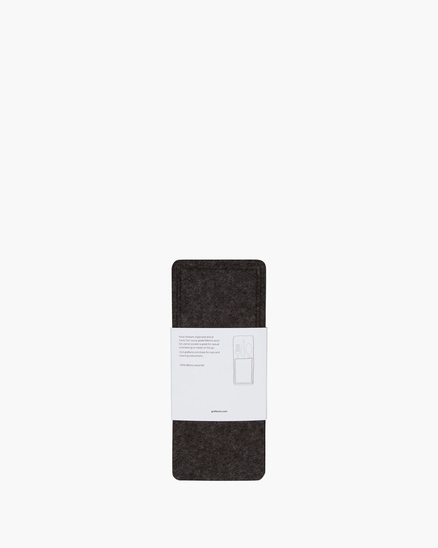 Kigu Merino Wool Felt Utensil Pocket 2 Pack - Charcoal - Final Sale