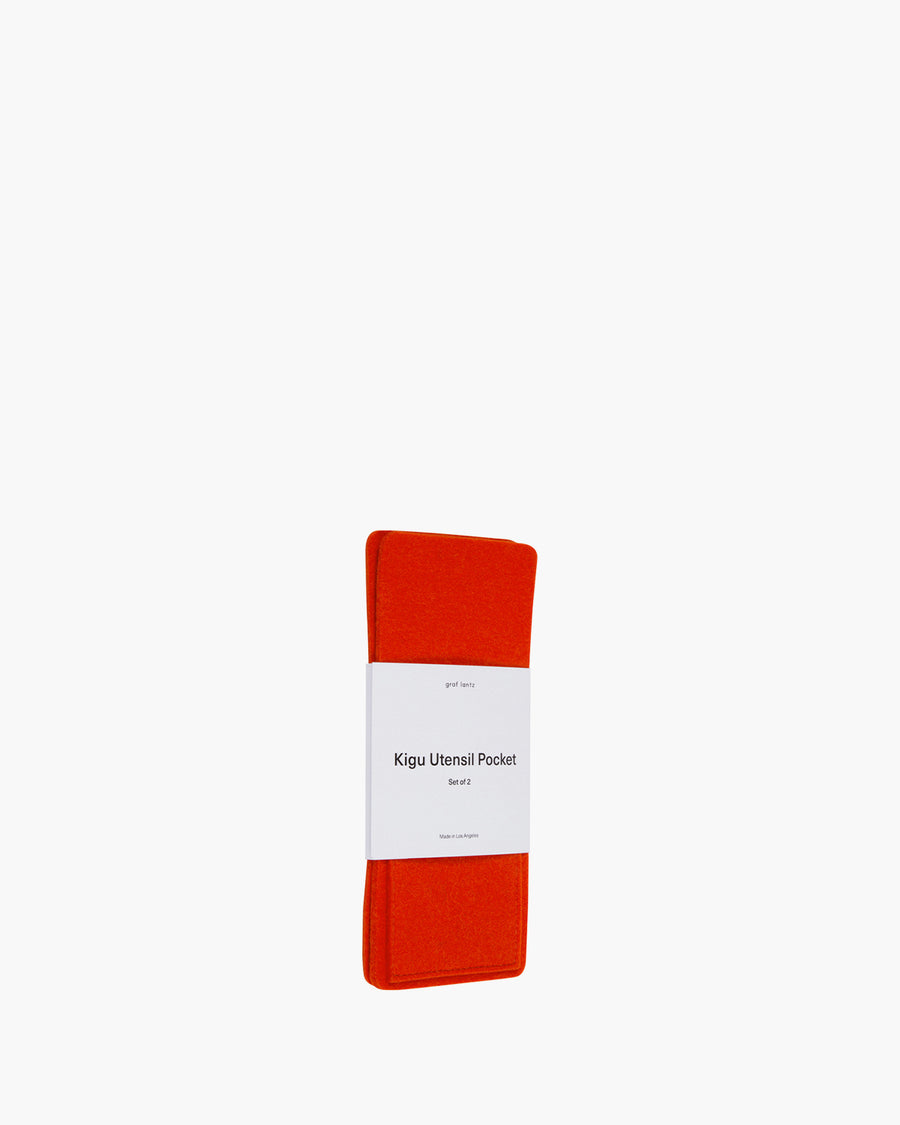Kigu Merino Wool Felt Utensil Pocket 2 Pack - Orange - Final Sale